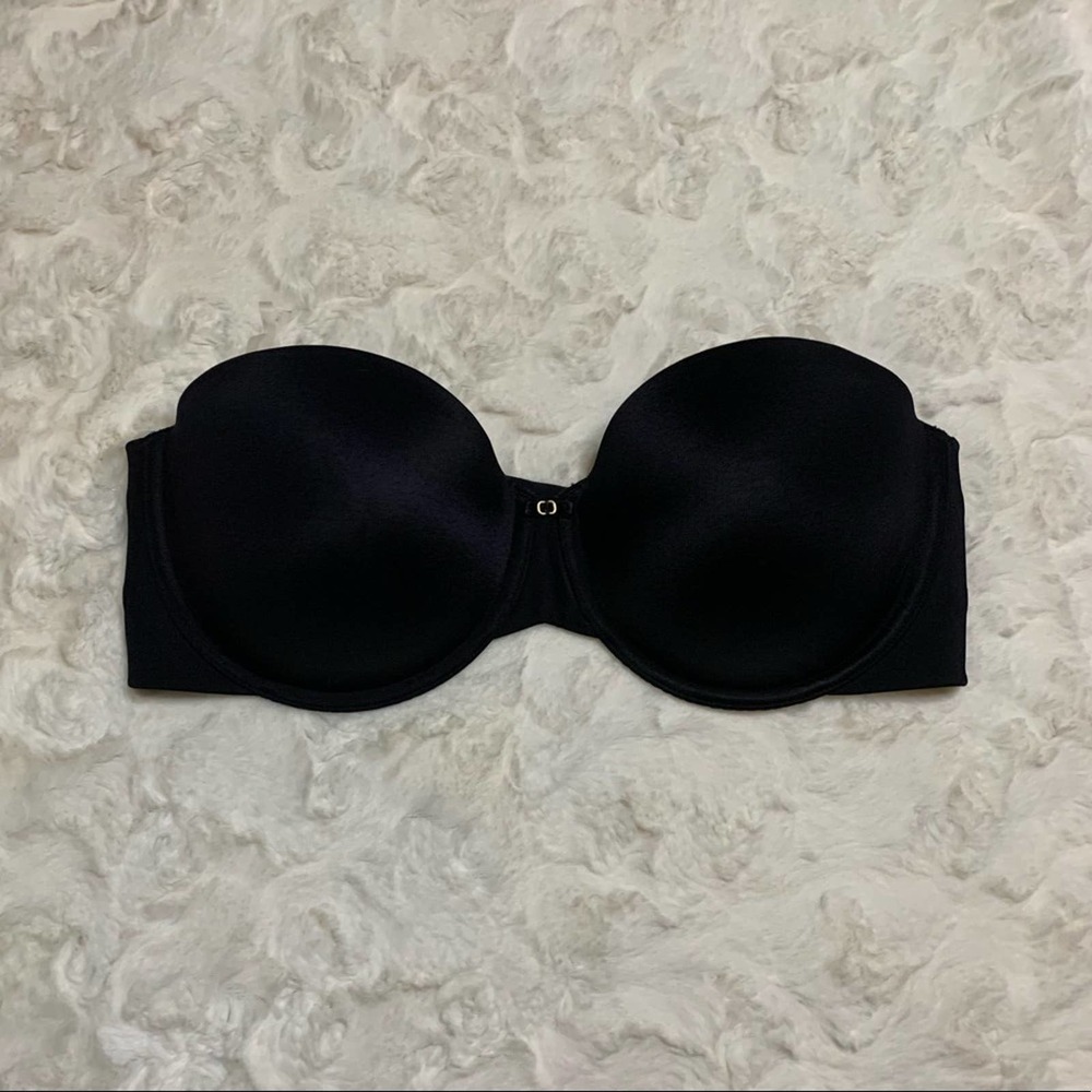 VANITY FAIR black underwire padded strapless bra size 38C